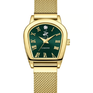 Beverly Hills Polo Club – Horse – Plaqué Ion Or Jaune – Céramique & Diamant